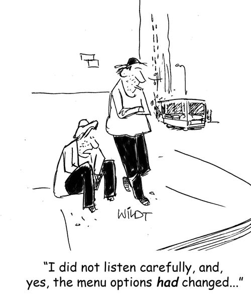 "I did not listen carefully, and, yes, the menu options had changed..."