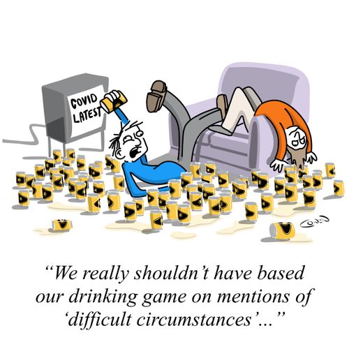"We really shouldn't have based our drinking game on mentions of 'difficult circumstances'..."