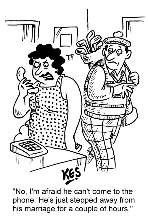"No, I'm afraid he can't come to the phone. He's just stepped away from his marriage for a couple of hours."