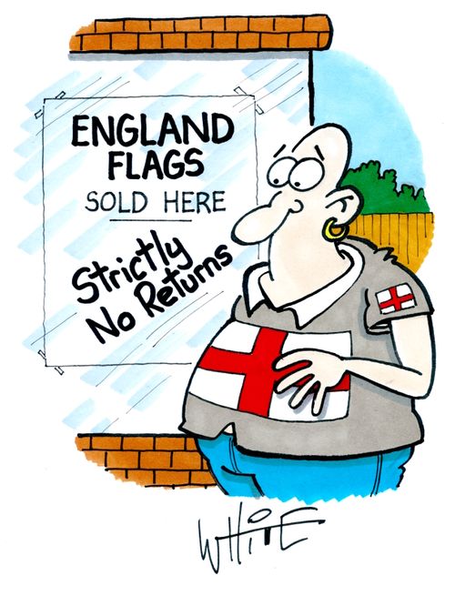 England Flags: Sold Here - Strictly No Returns.