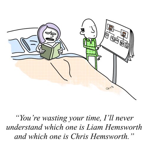 "You're wasting your time, I'll never understand which one is Liam Hemsworth and which one is Chris Hemsworth."