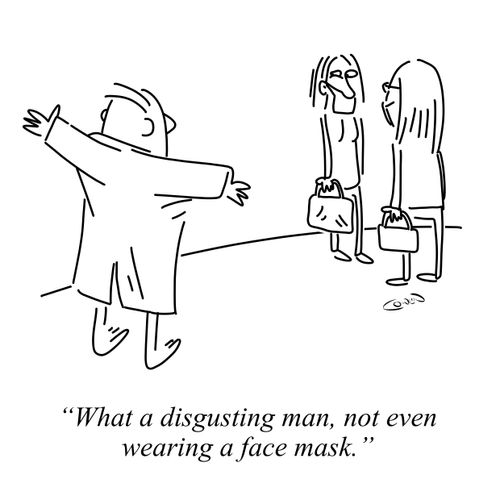 "What a disgusting man, not even wearing a facemask."