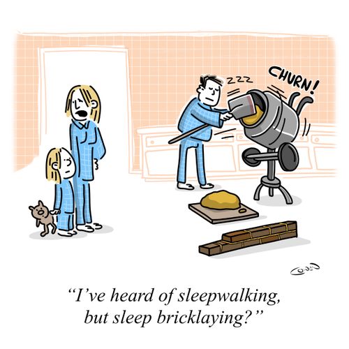 "I've heard of sleepwalking but sleep bricklaying?"