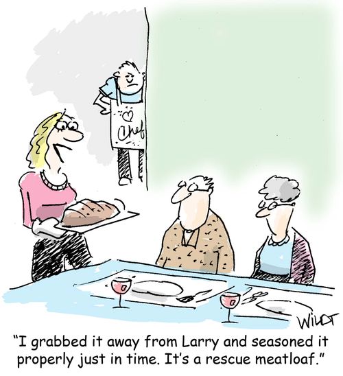 "I grabbed it away from Larry and seasoned it properly just in time. It's a rescue meatloaf."