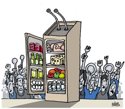 A Well-Feed Politician Addressing a Hungry Crowd