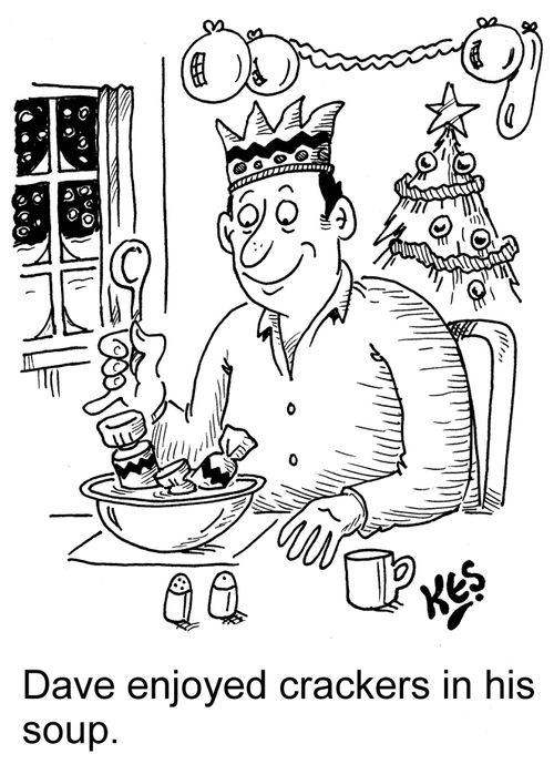 Dave enjoyed crackers in his soup.