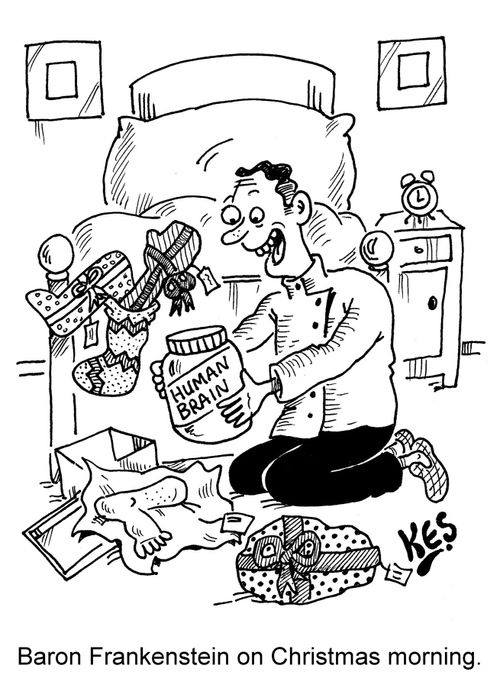 Baron Frankenstein on Christmas morning.