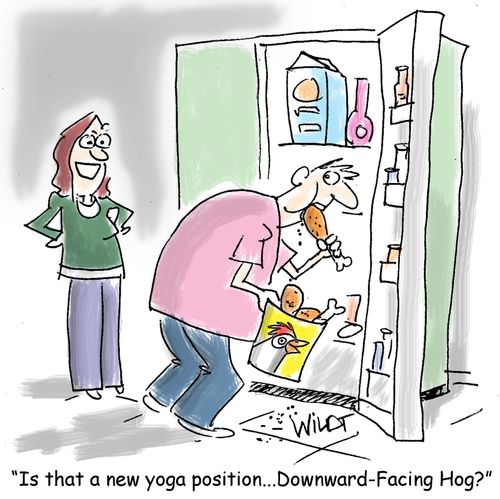 "Is that a new yoga position... Downward-Facing Hog?"