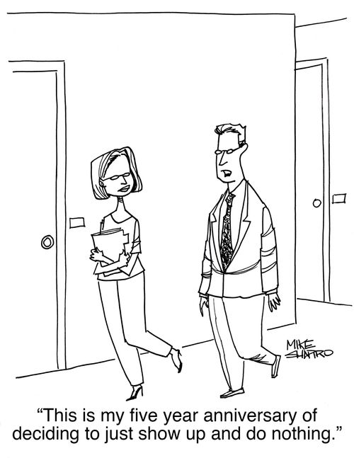 "This is my five year anniversary of deciding to just show up and do nothing."