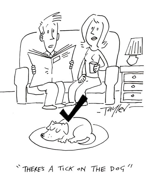 "There's a tick on the dog."