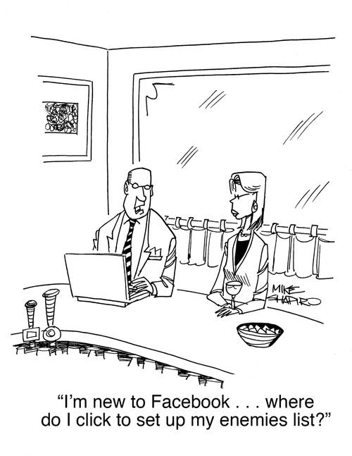 "I'm new to Facebook... where do I click to set up my enemies list?"