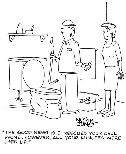 "The good news is I rescued your cell phone. However, all your minutes were used up."