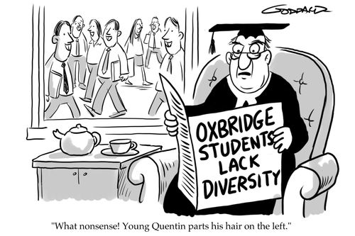 "What nonsense! Young Quentin parts his hair on the left."