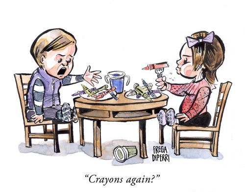 "Crayons again?"