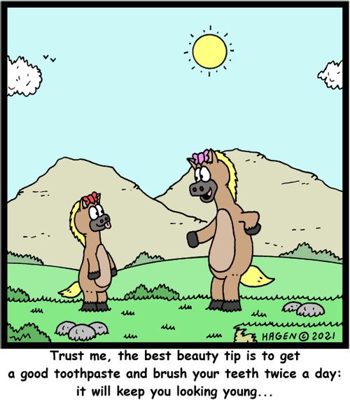 "Trust me, the best beauty tip is to get a good toothpaste and brush your teeth twice a day: it will keep you looking young. . ."