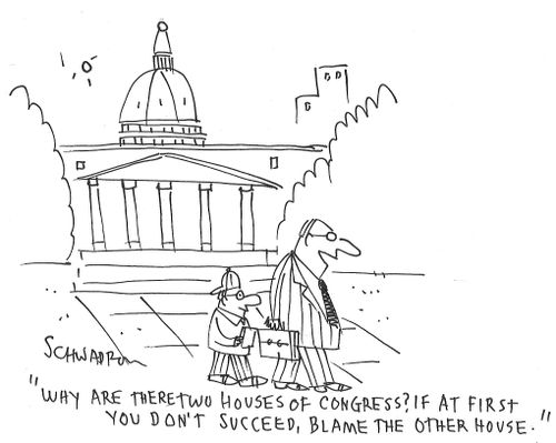 "Why are there two houses of congress? If at first you don't succeed, blame the other house."