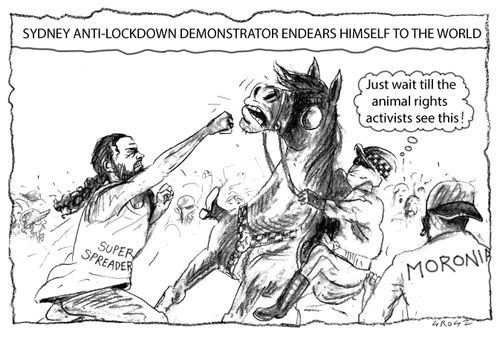 Sydney anti lockdown demonstrator endears himself to the world