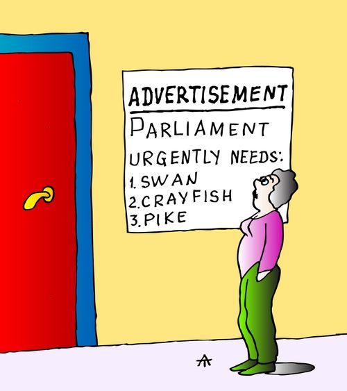 Parliament Urgently Needs: Swan, Crayfish, Pike.