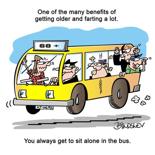 One of the many benefits of getting older and farting a lot. You always get to sit alone in the bus.
