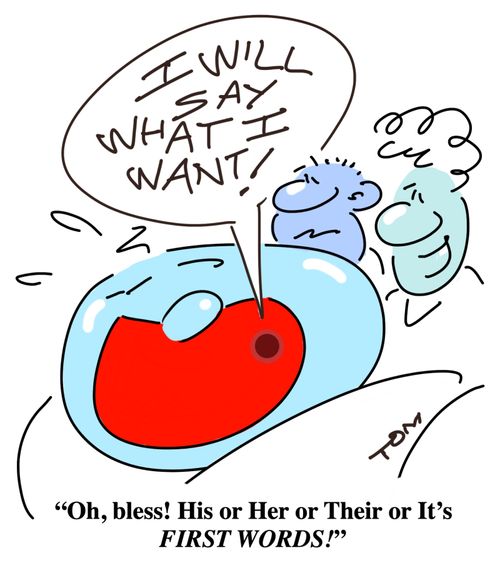 "Oh, bless! His or Her or Their or It's First Words!"