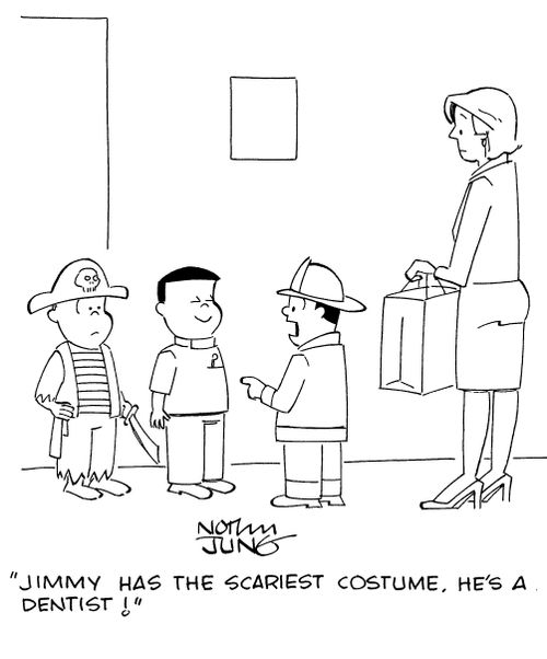 "Jimmy has the scariest costume. He's a dentist!"