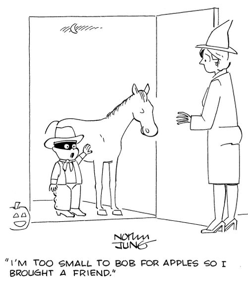 "I'm too small to bob for apples so I brought a friend."