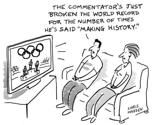 "The commentator's just broken the world record for the number of time he's said 'Making History.'"