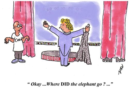 "Okay. . . Where DID the elephant go?. . ."