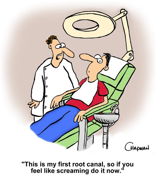 "This is my first root canal, so if you feel like screaming do it now."