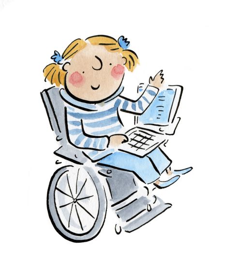 A laptop and a wheelchair