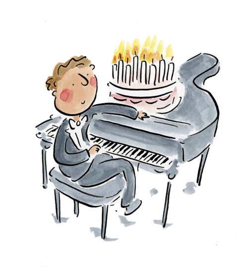 Playing happy birthday on the piano