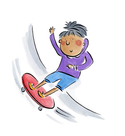 A woman skateboarding