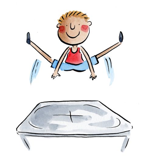 A boy on a trampoline 