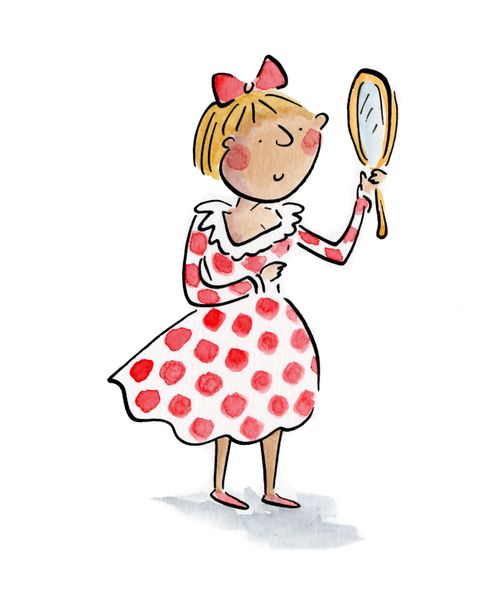 Girl looking in mirror