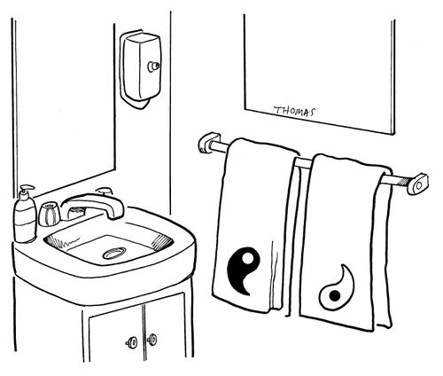 Yin and yang bath towels
