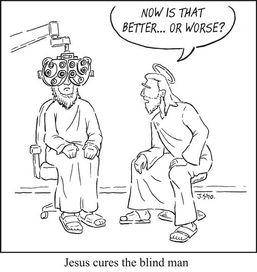Jesus cures the blind man.
