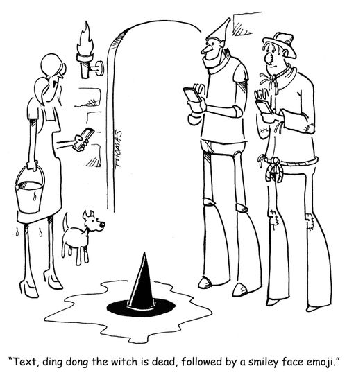 "Text, ding dong the witch is dead, followed by a smiley face emoji." 