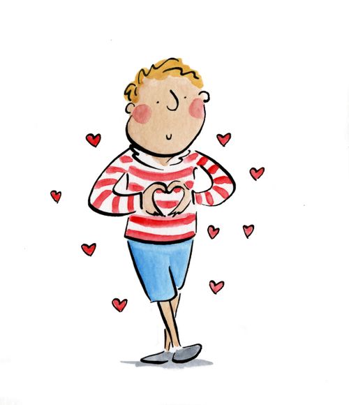 A man forming a heart symbol with his hands
