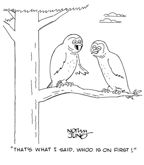 "That's what I said. Whoo is on first!"