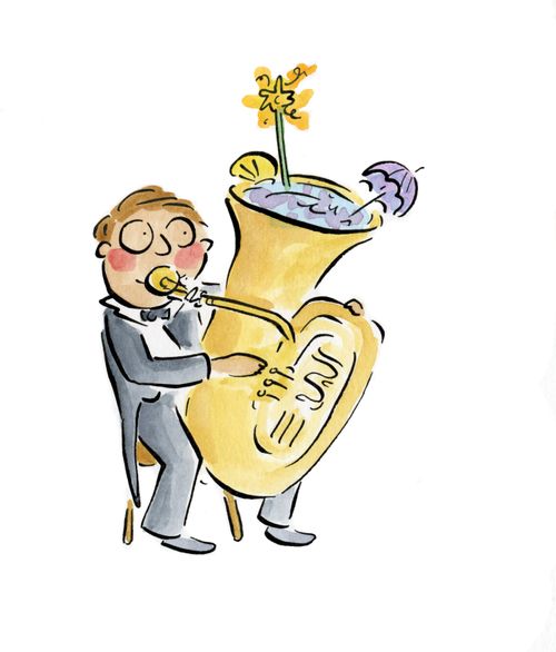 A cocktail in a tuba