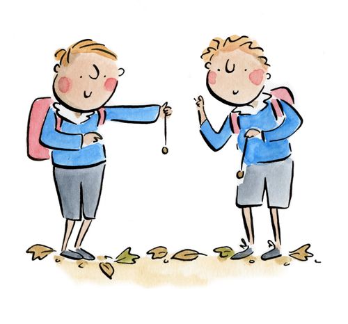 school kids playing conkers