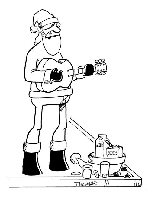 Santa Busking for Milk and Cookies