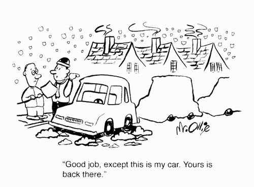 "Good job, except this is my car. Yours is back there."