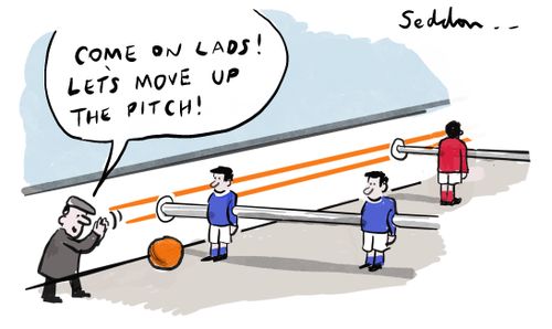 "Come on Lads! Let's move up the pitch!"