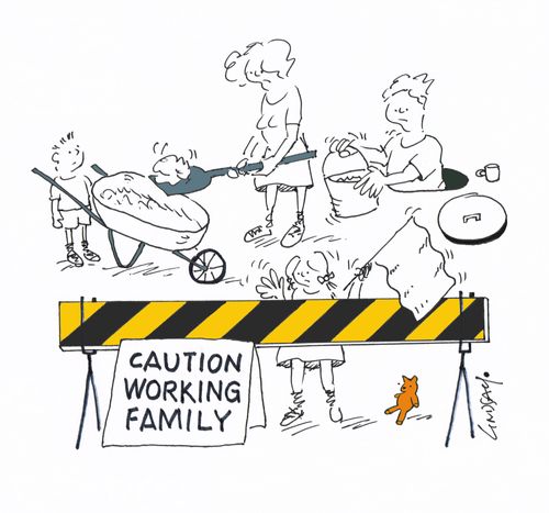 Caution Working Family