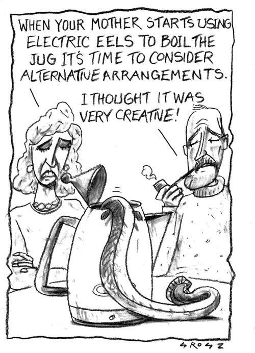 "When your mother starts usin electric eels to boil the jug it's time to consider alternative arrangements."