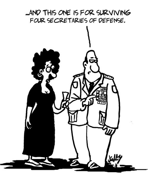 ". . . And this one is for surviving four secretaries of defense."