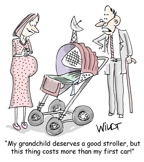 "My grandchild deserves a good stroller, but this thing costs more than my first car!"