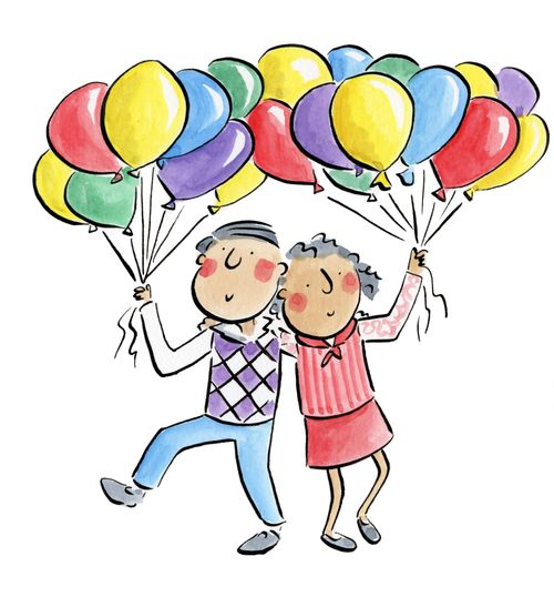 Two big bunches of balloons