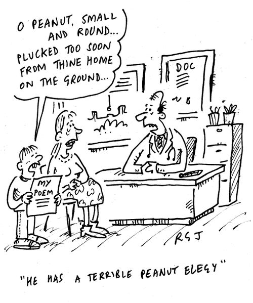 "He has a terrible peanut elegy."